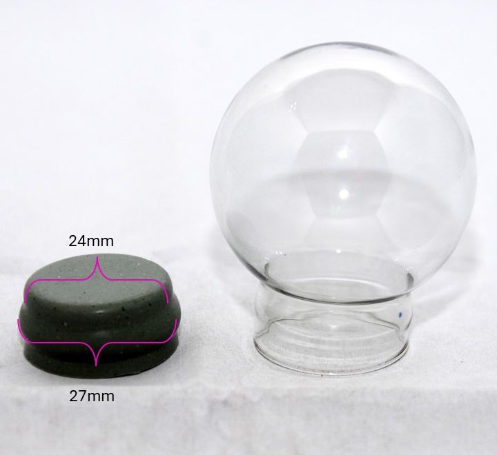 45mm Ersatzglas Bastelglas Schneekugel mit Gummiverschluss - Schneekugelhaus