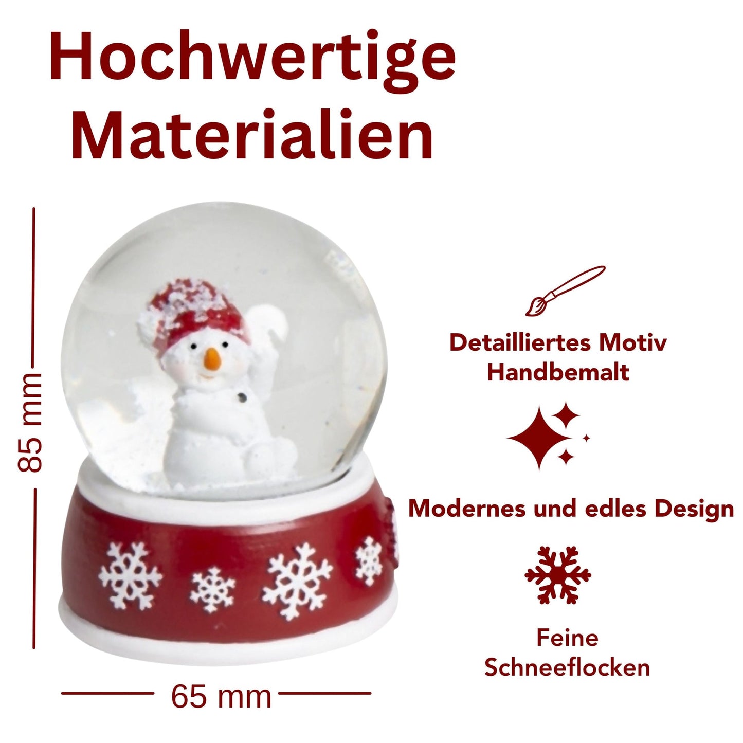 Dekopaket - Schneemann rot weiß mit 3 Schneekugeln in mehreren Größen - Schneekugelhaus