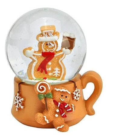 Süße Schneekugel Weihnachtstasse Schneemann aus Lebkuchen 60mm Durchmesser Weihnachtsbäckerei - Luftblase - Schneekugelhaus