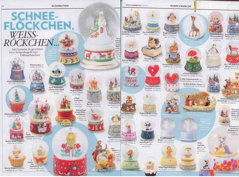 Bild am Sonntag BAMS mit einer Doppelseite über Schneekugeln - Schneekugelhaus