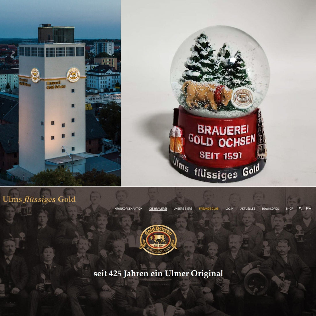 Schneekugel als Werbegeschenk für Brauerei Goldochsen - Schneekugelhaus