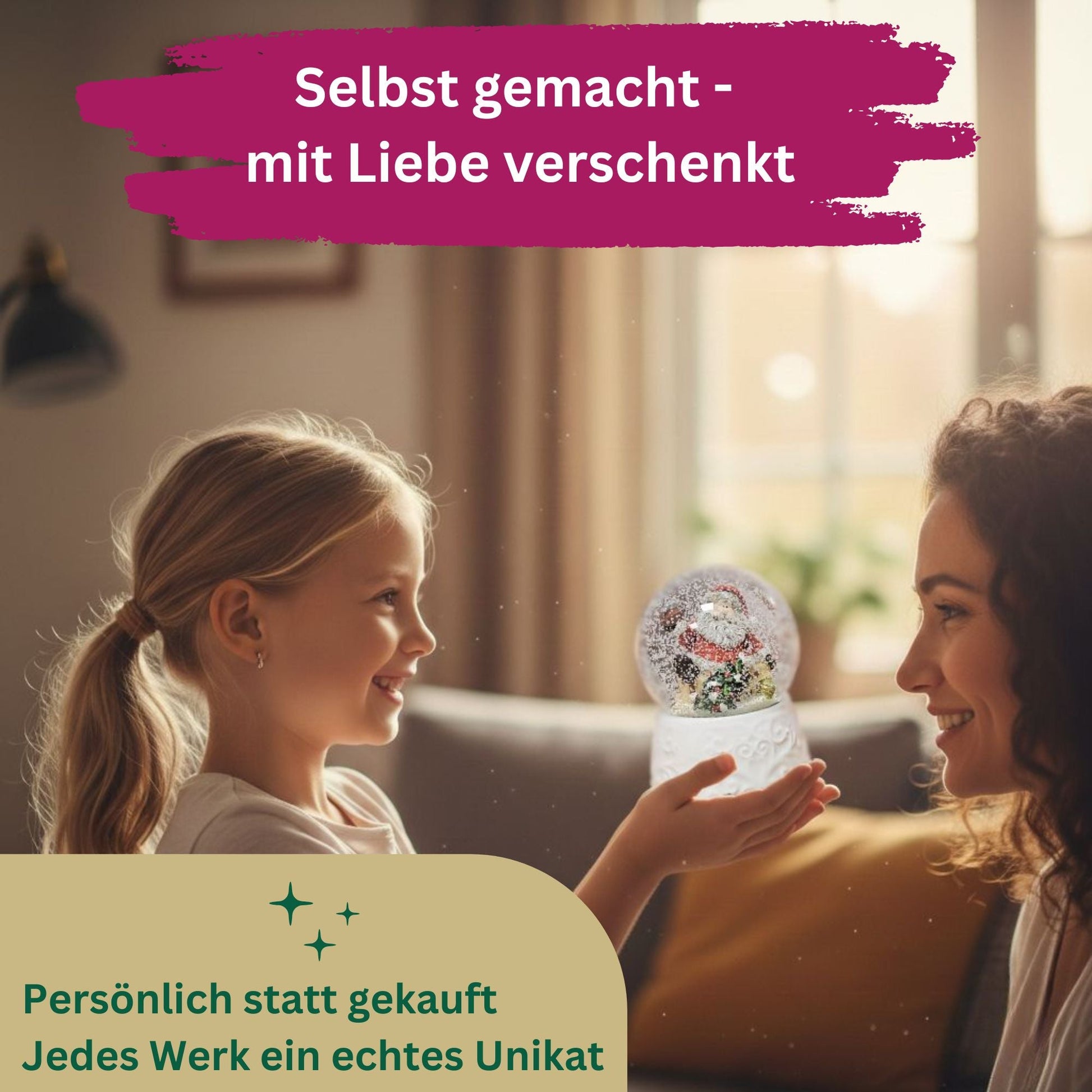 100mm Bastelset Sockel Hüttenzauber Rehe mit DIY-Schneekugel für Spieluhr - 1x Schnee - Schneekugelhaus
