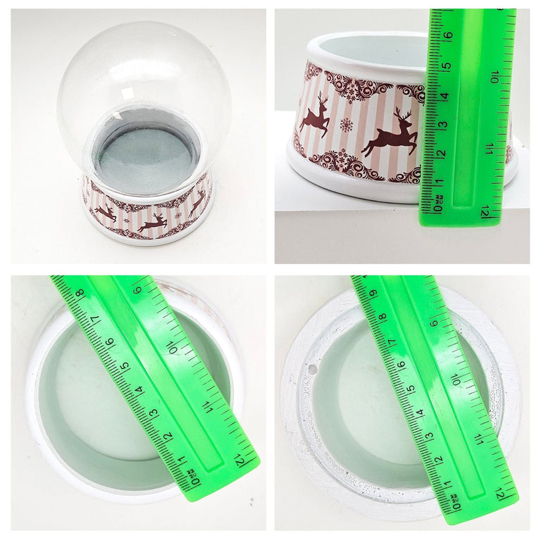 100mm Bastelset Sockel Hüttenzauber Rehe mit DIY-Schneekugel für Spieluhr - 1x Schnee - Schneekugelhaus