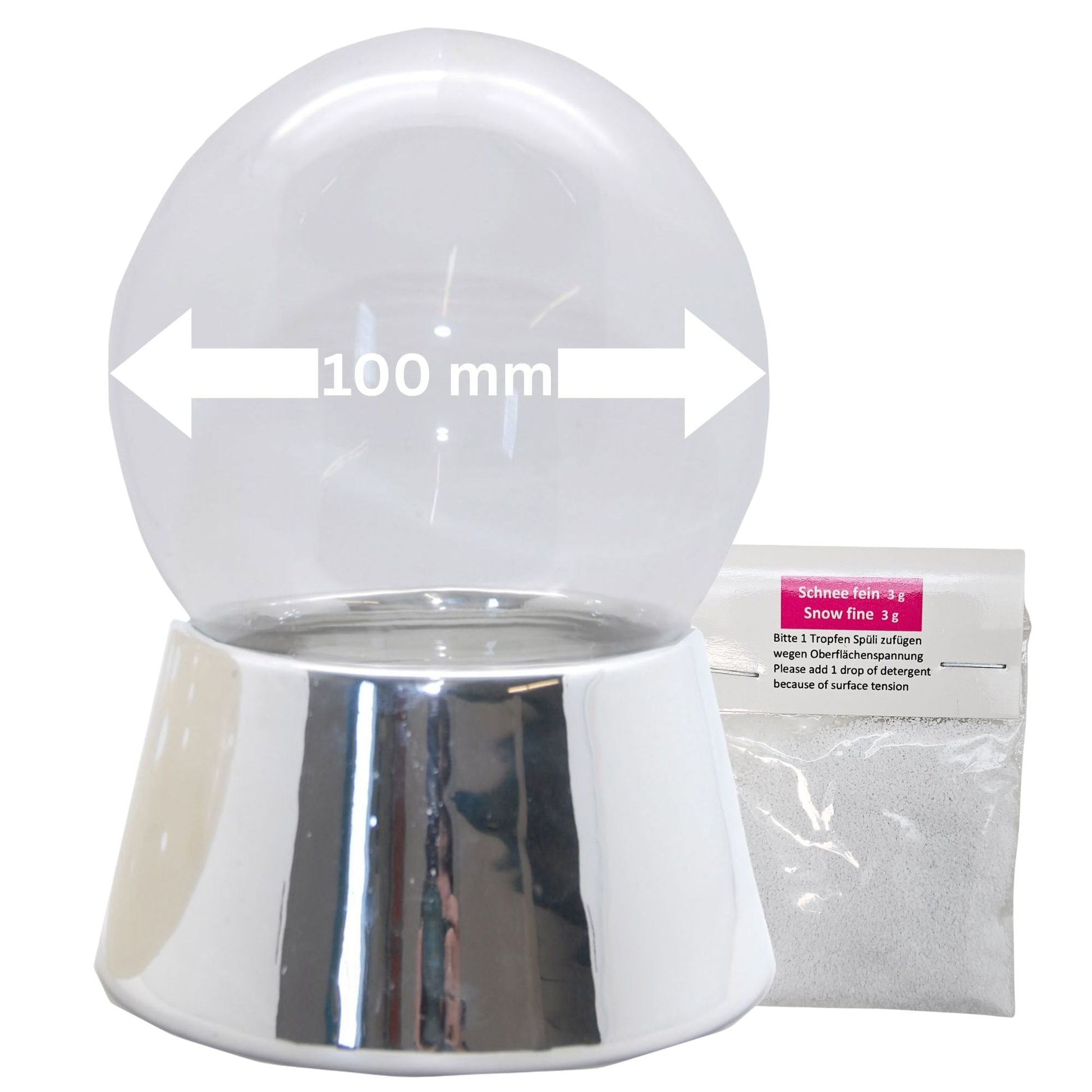 100mm DIY Schneekugel Bastelset silber - 1x Schnee - Schneekugelhaus