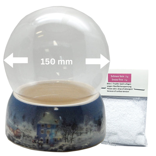 150mm DIY Schneekugelset Bastelset Glas und Porzellan Winterlandschaft schmal hellblau - 1x Schnee - Schneekugelhaus