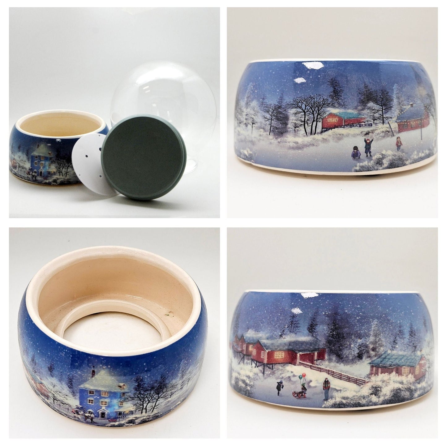 150mm DIY Schneekugelset Bastelset Glas und Porzellan Winterlandschaft schmal hellblau - 1x Schnee - Schneekugelhaus