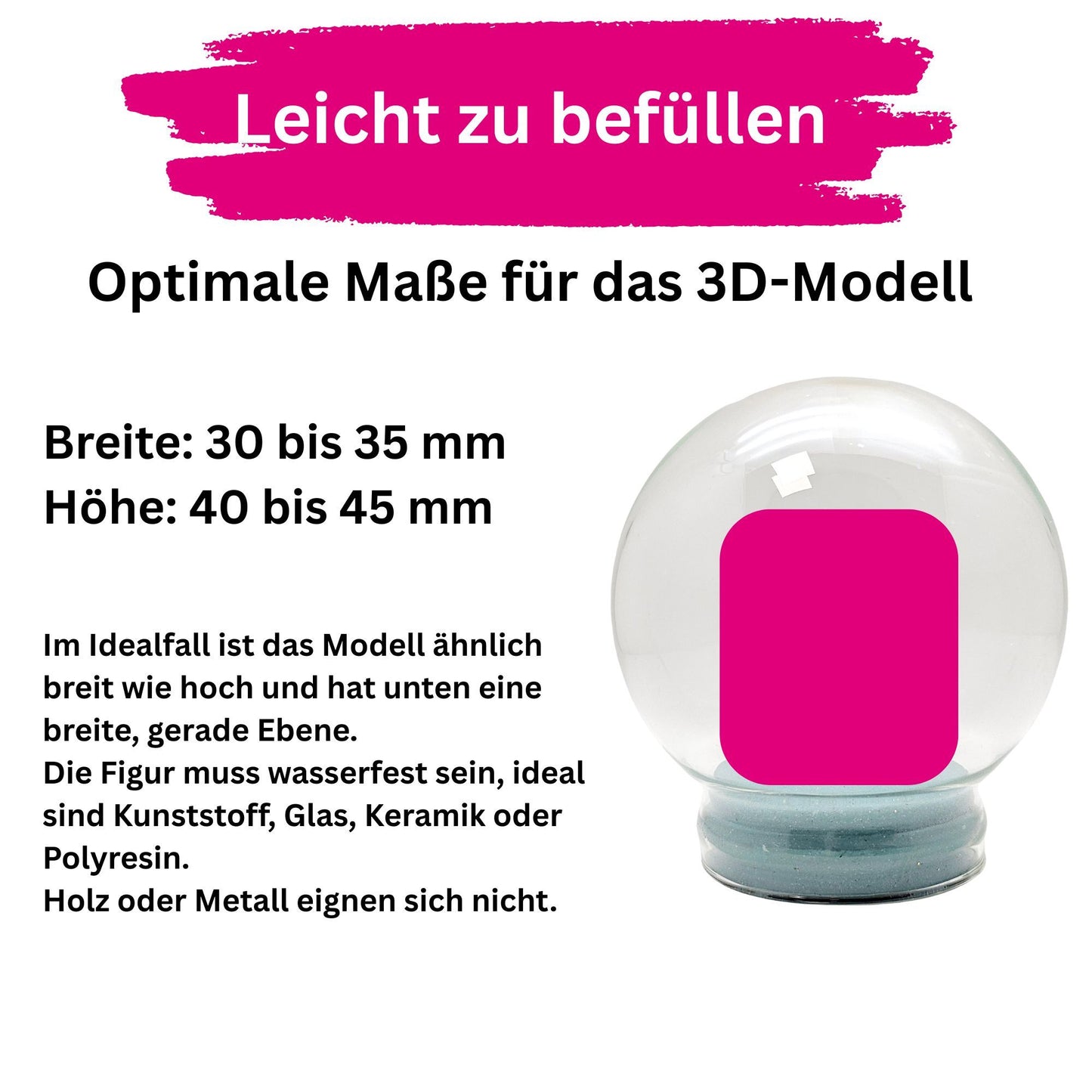 80mm-Ersatzglas/Bastelglas für Schneekugel 1xSchnee