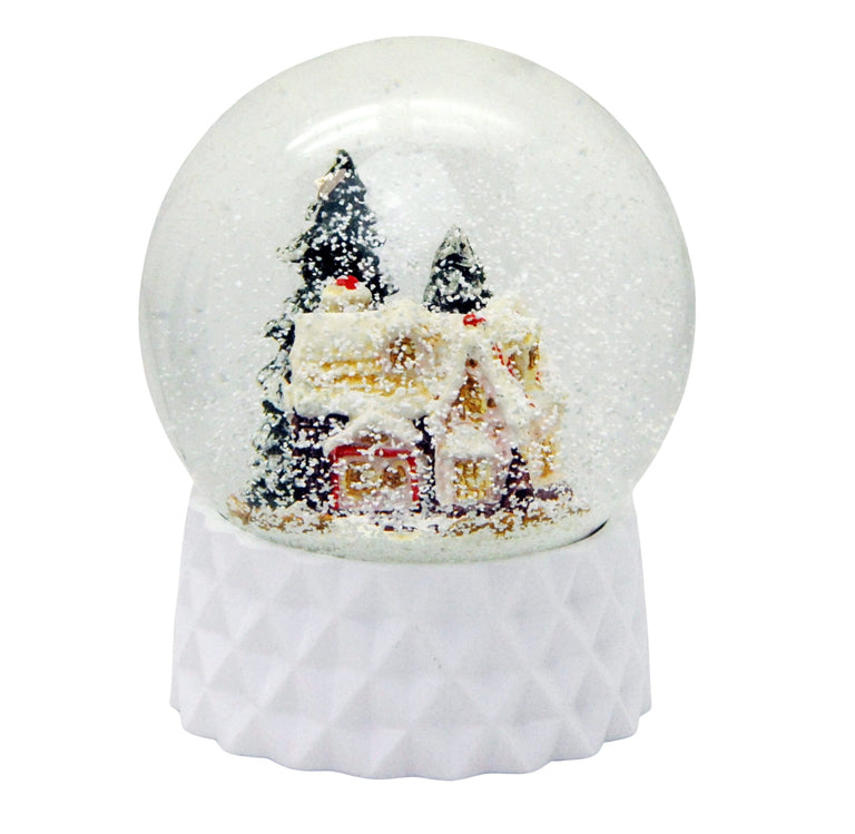 100mm Bastelset Polyresin Sockel weiß rund kubisch mit DIY-Schneekugel - 1x Schnee