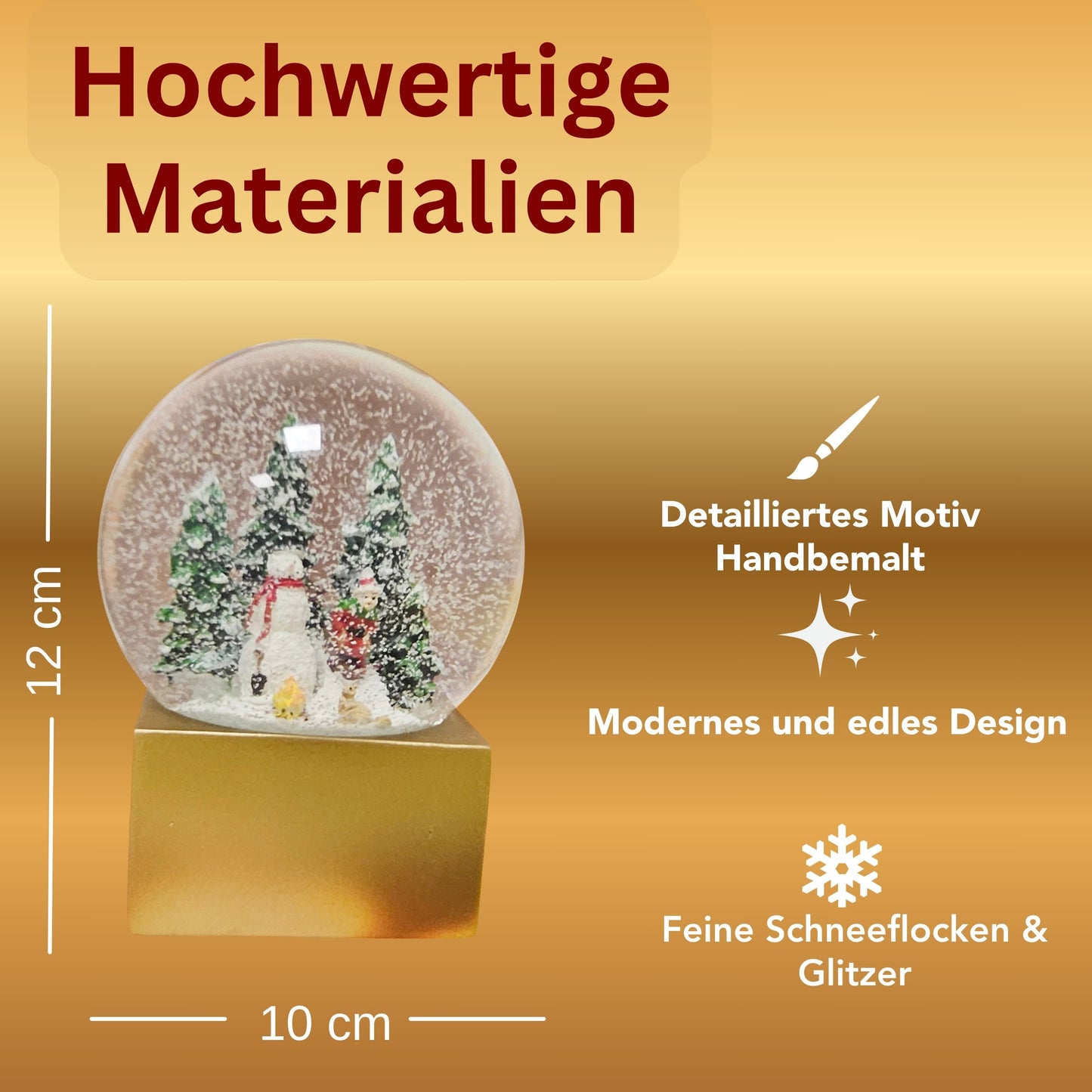 Dekopaket - Schneemann weiß gold mit 3 Schneekugeln in mehreren Größen