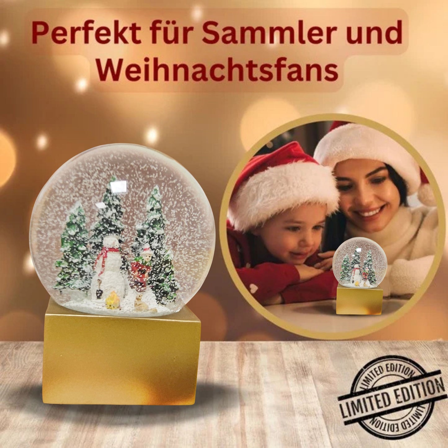 Dekopaket - Schneemann weiß gold mit 3 Schneekugeln in mehreren Größen