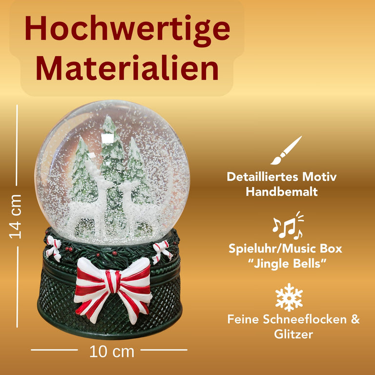 Rehe-Dekopaket - 3 Nostalgie Schneekugeln in zwei Größen