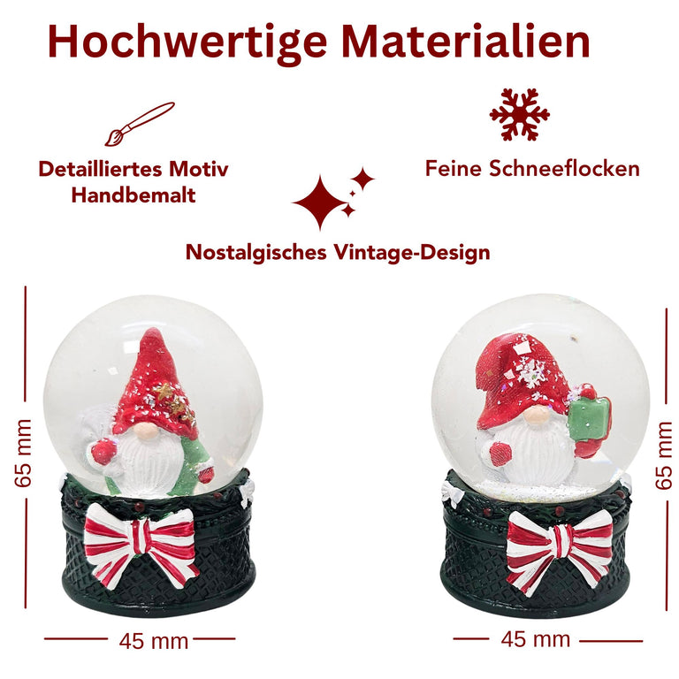 Wichtel-Dekopaket - 3 Nostalgie Schneekugeln in zwei Größen