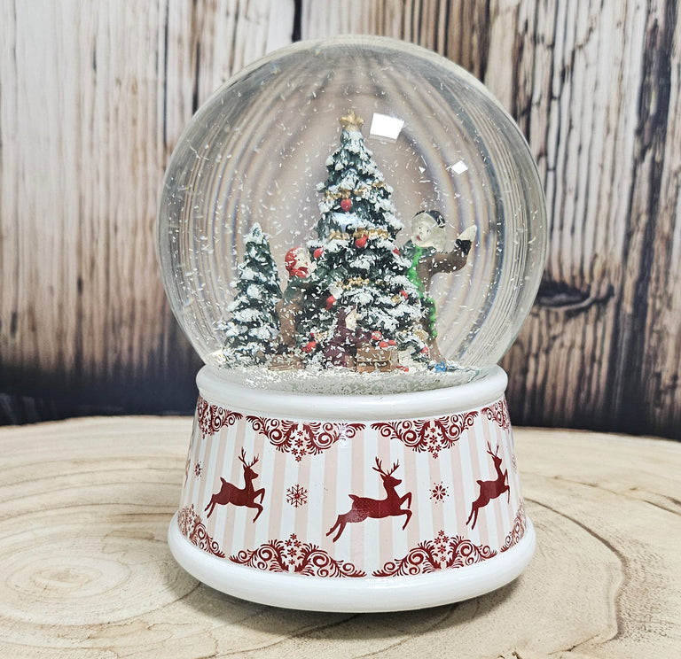 Nostalgische Schneekugel Weihnachtlicher Hüttenzauber 100 mm Durchmesser mit Spieluhr