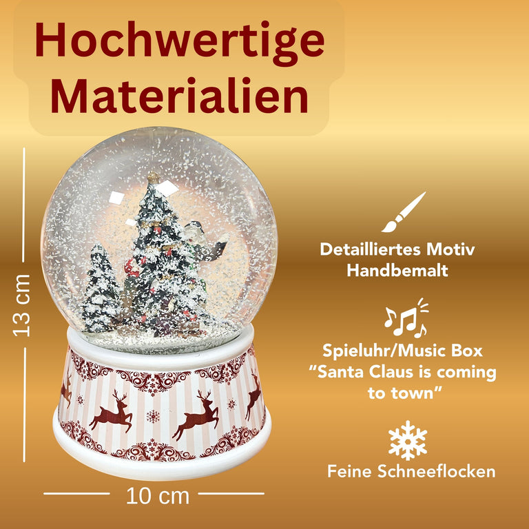 Nostalgische Schneekugel Weihnachtlicher Hüttenzauber 100 mm Durchmesser mit Spieluhr