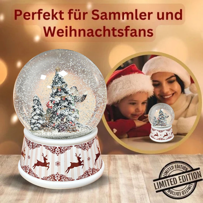 Nostalgische Schneekugel Weihnachtlicher Hüttenzauber 100 mm Durchmesser mit Spieluhr