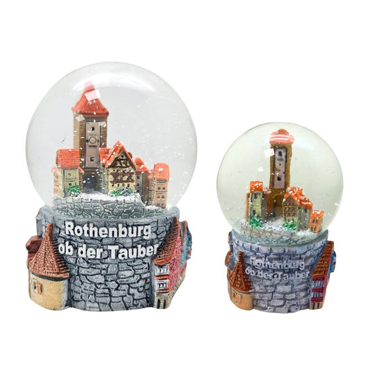 2er Set Souvenir - Schneekugeln Rothenburg ob der Tauber Plönlein und Fachwerkstadt - Schneekugelhaus