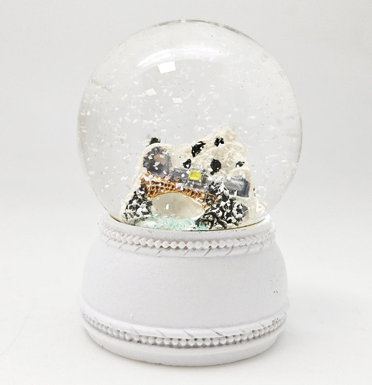 3 süße Mini - Schneekugeln Winter & Weihnacht mit Sockel weiß Nostalgie B: 45mm - Schneekugelhaus