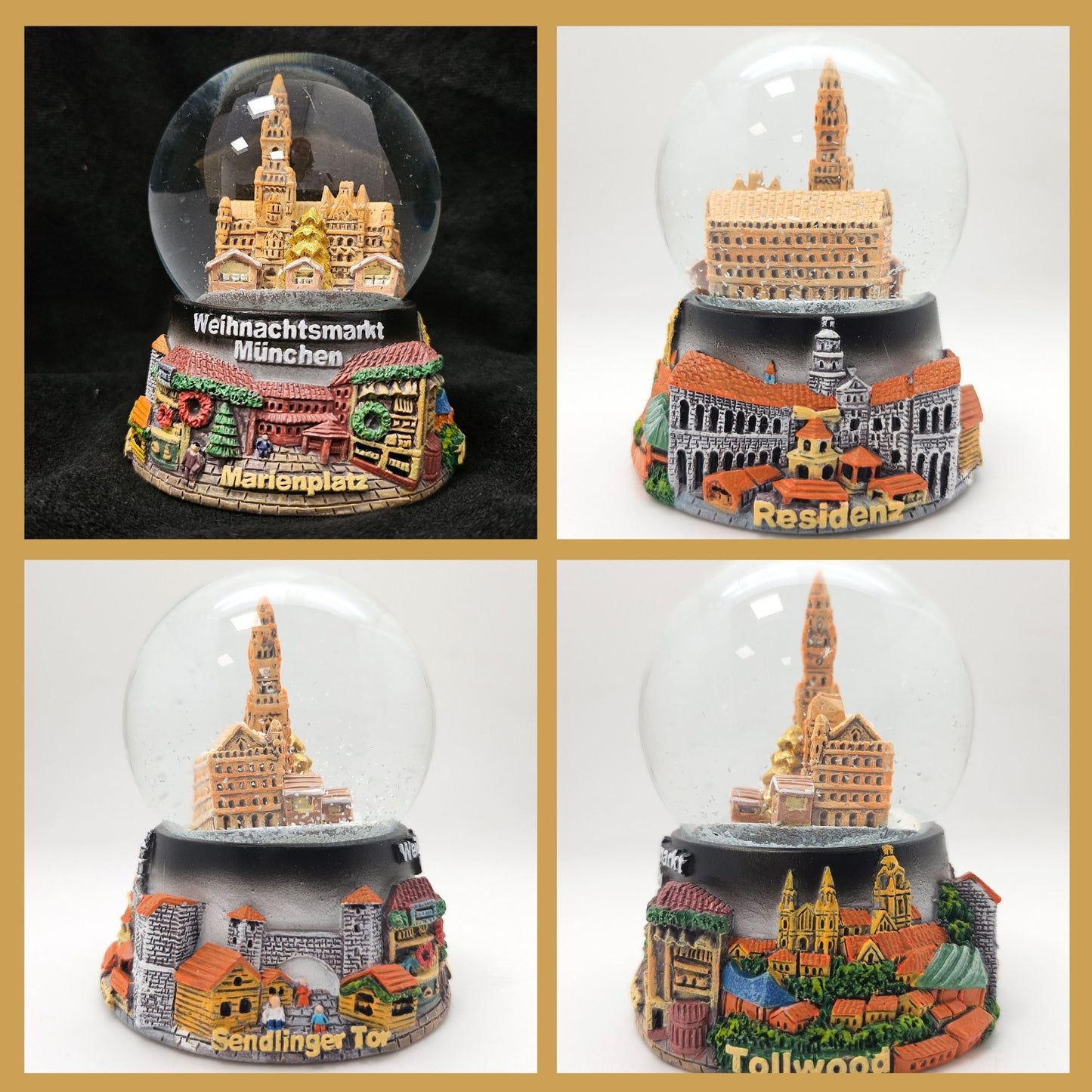 2er Set Souvenir-Schneekugeln Christkindlmarkt München in 2 Größen
