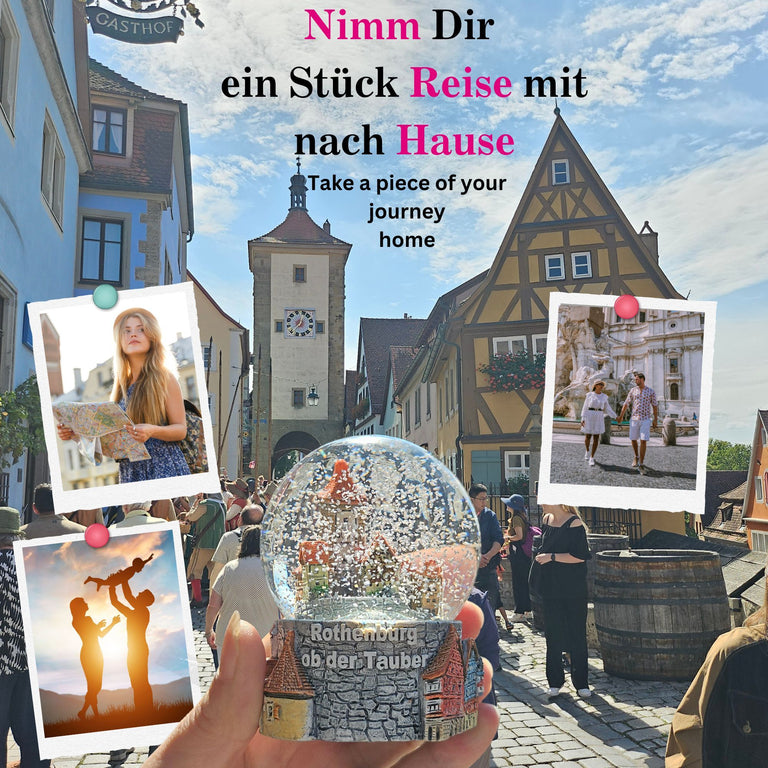 2er Set Souvenir-Schneekugeln Rothenburg ob der Tauber Plönlein und Fachwerkstadt