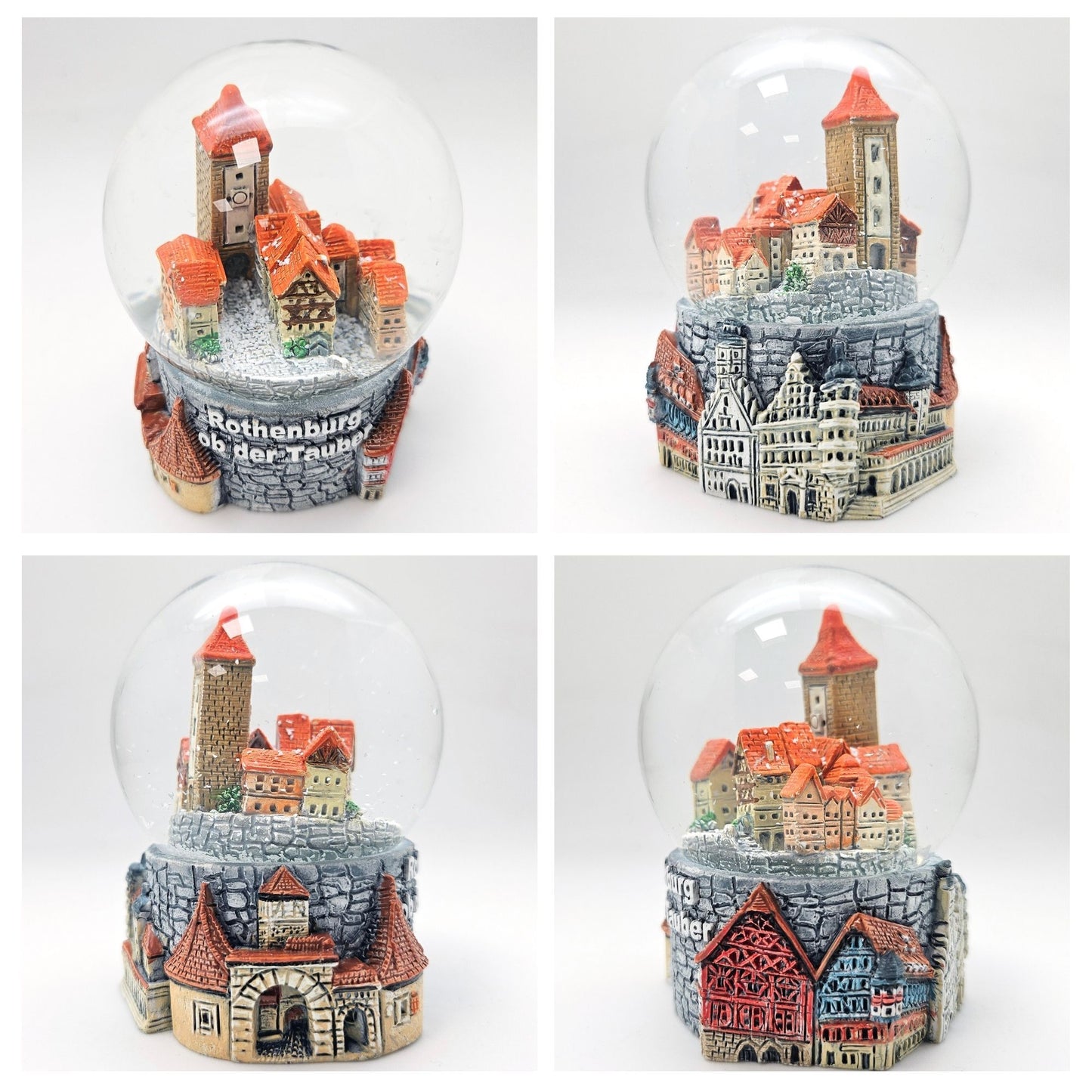 2er Set Souvenir-Schneekugeln Rothenburg ob der Tauber Plönlein und Fachwerkstadt