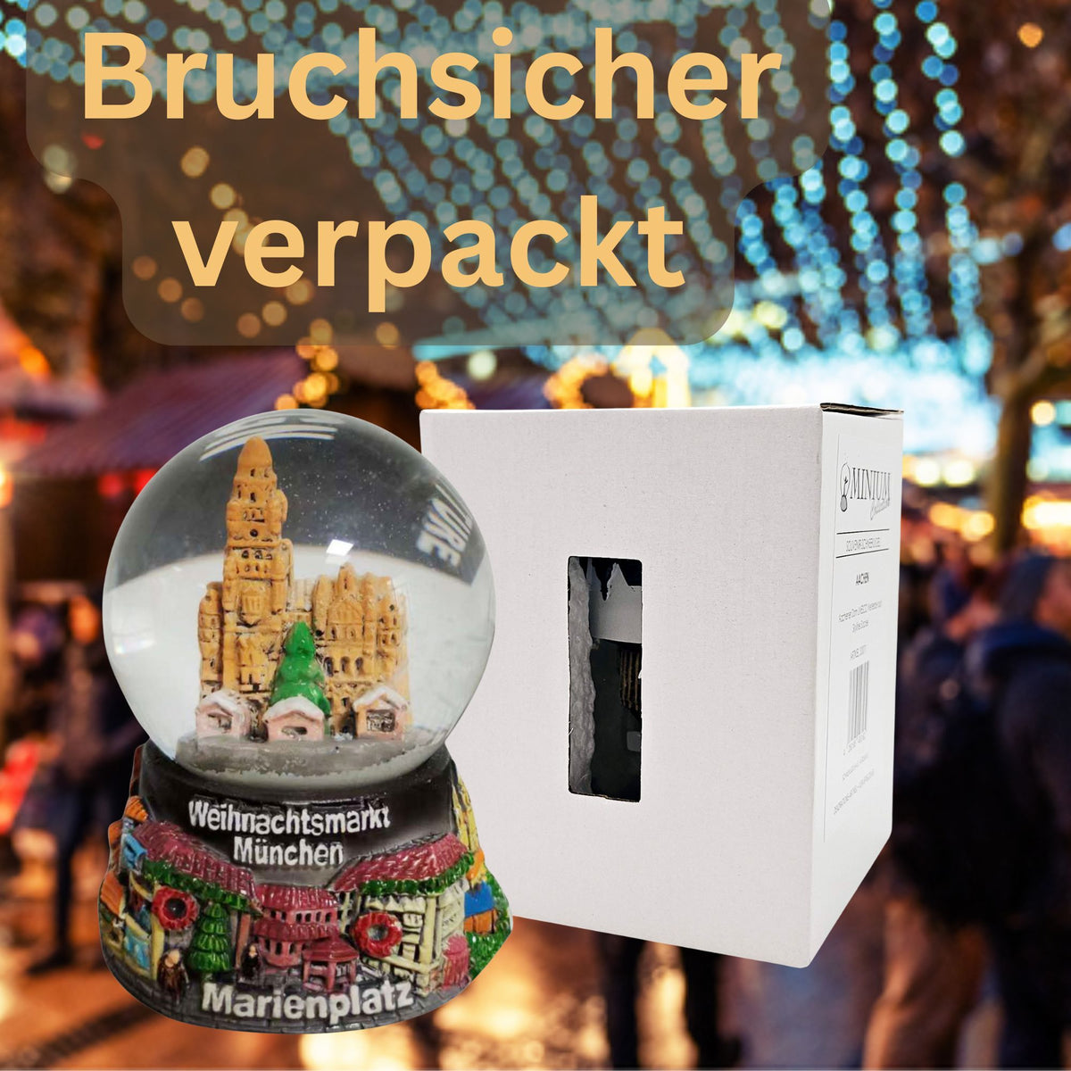 Souvenir Schneekugel Weihnachtsmarkt  Dresden Rathaus B: 6,5 H: 8,5