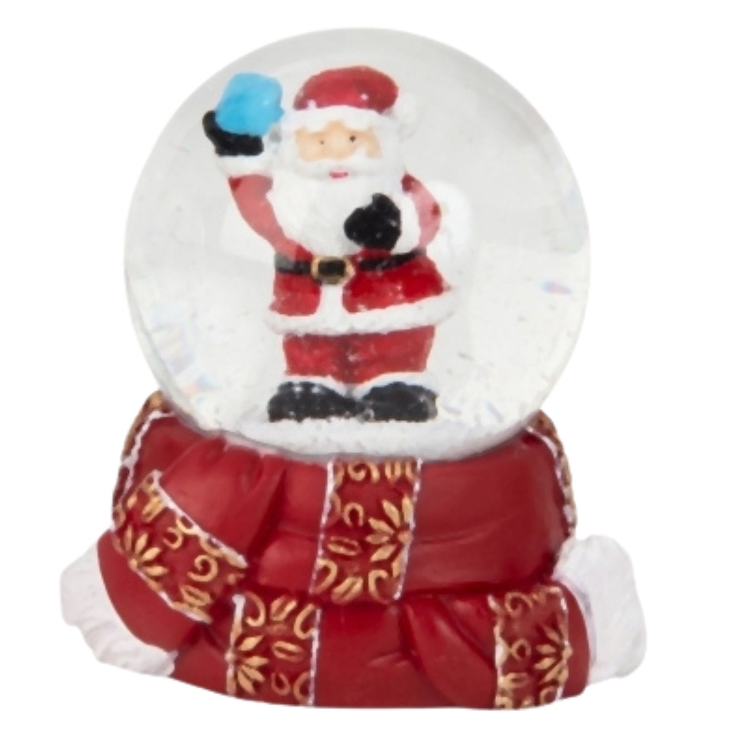 4 süße Mini - Schneekugeln Winter & Weihnacht mit Sockel Winterschal B: 45mm - Schneekugelhaus