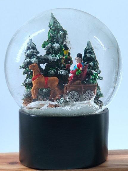 100mm Bastelset Polyresin Sockel schwarz rund mit DIY-Schneekugel - 1 x Schnee