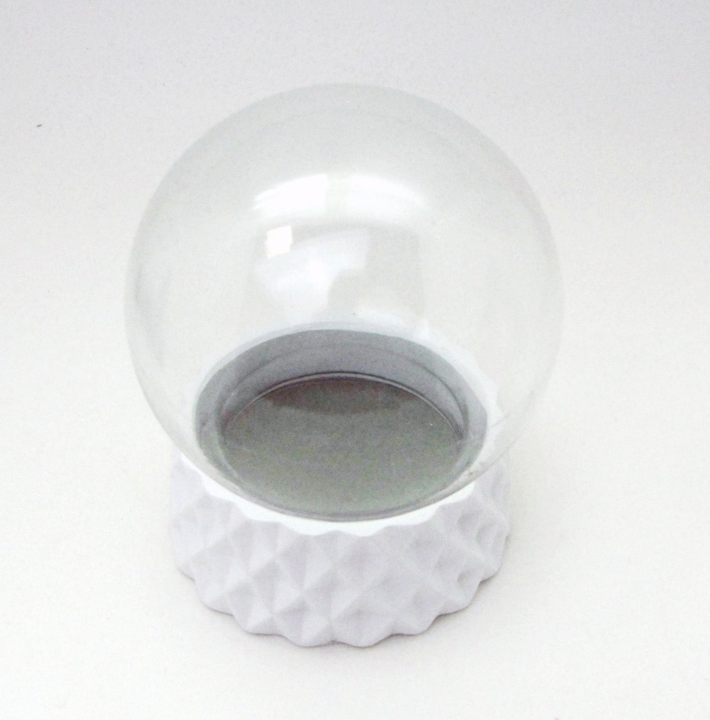 100mm Bastelset Polyresin Sockel weiß rund kubisch mit DIY-Schneekugel - 1x Schnee