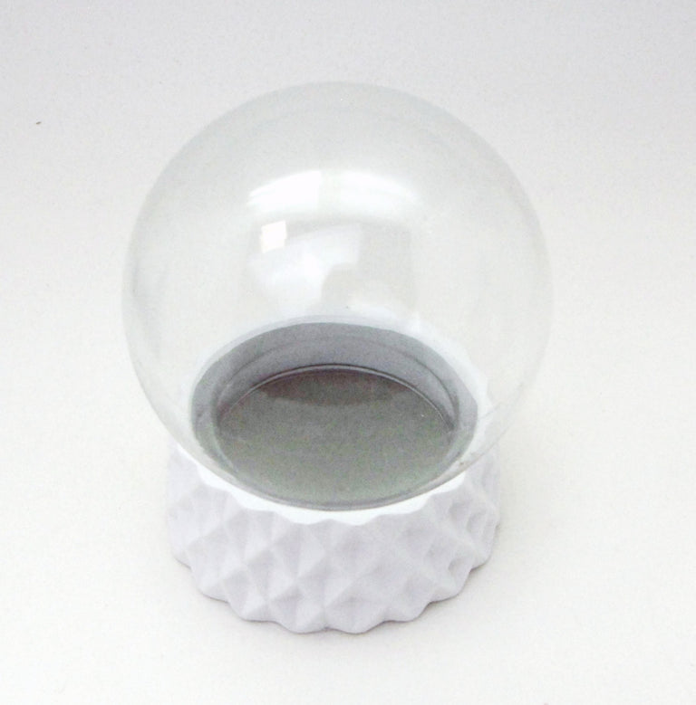 100mm Bastelset Polyresin Sockel weiß rund kubisch mit DIY-Schneekugel - 1x Schnee