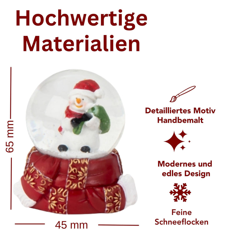 Adventspaket groß - Schneemann rot gold mit 8 Schneekugeln in zwei Größen