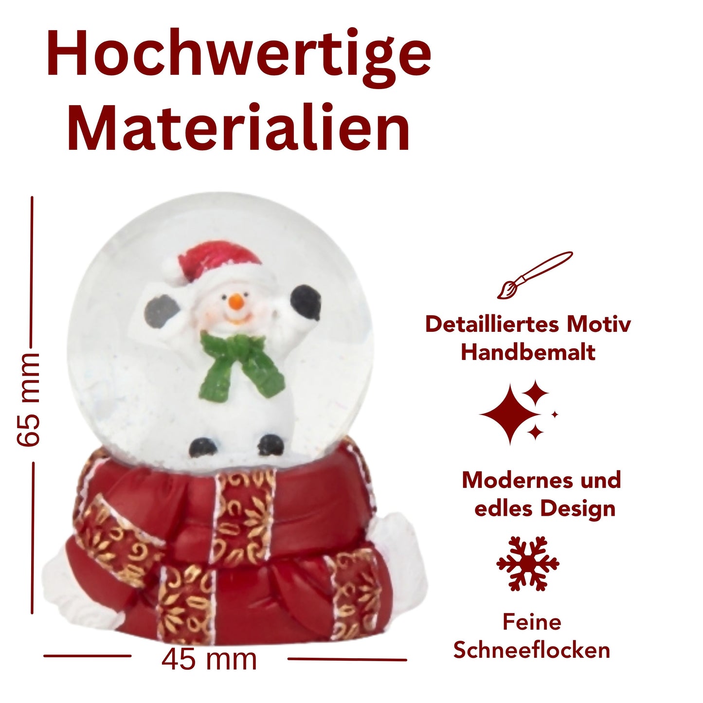 Dekopaket - Rot goldenes Weihnachten mit 3 Schneekugeln in mehreren Größen