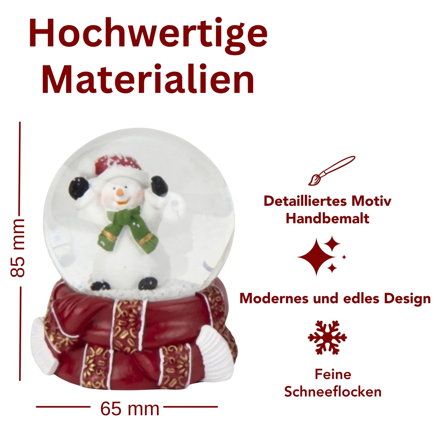 Adventspaket groß - Schneemann rot gold mit 8 Schneekugeln in zwei Größen