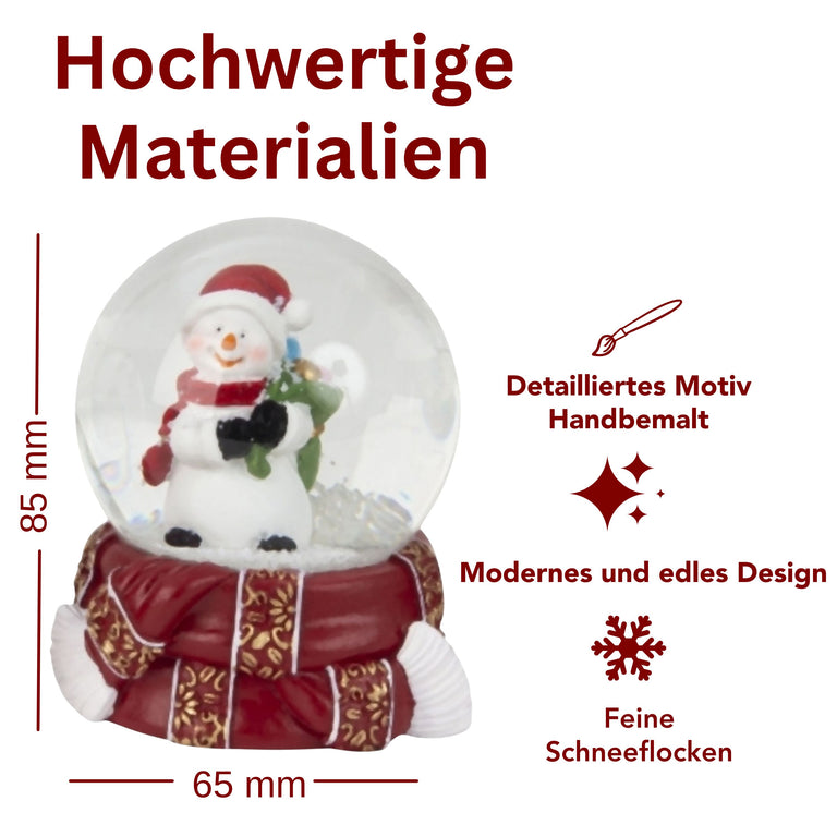 Adventspaket groß - Schneemann rot gold mit 8 Schneekugeln in zwei Größen