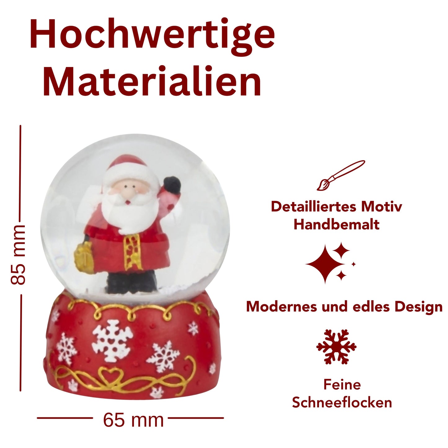 Adventspaket groß - Rot weißes Weihnachten Teddy, Schneemann, Santa mit 7 Schneekugeln in zwei Größen