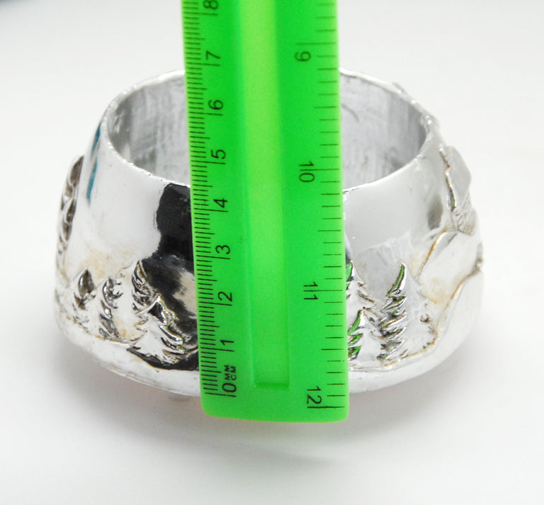 Bastelset 100mm-Do-it-Yourself Schneekugel mit Sockel Porzellan silber Landschaft eloxiert mit 1 x Schnee