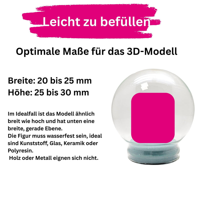 65mm Ersatzglas Bastelglas 1 x Schnee - Schneekugel mit Gummiverschluss - Schneekugelhaus