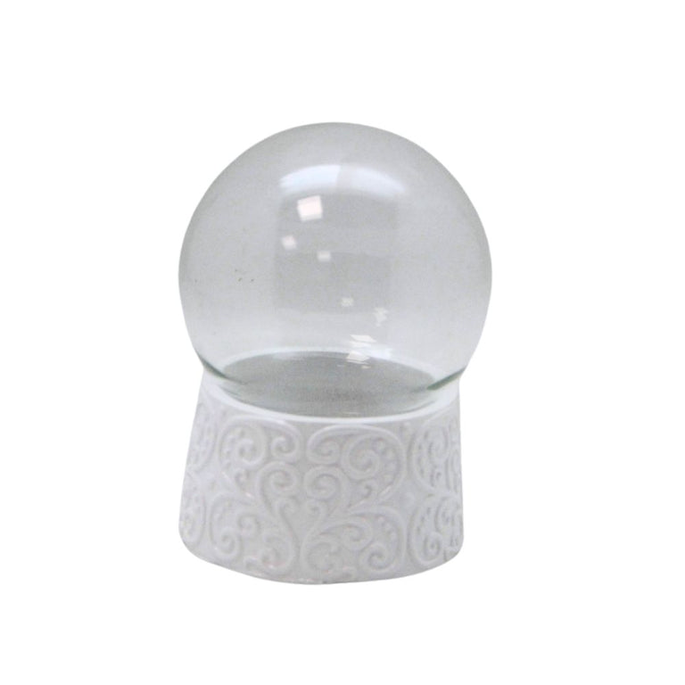 65mm-Do-it-Yourself Schneekugel mit Glas und Ornament-Sockel Bastelset - 1x Schnee