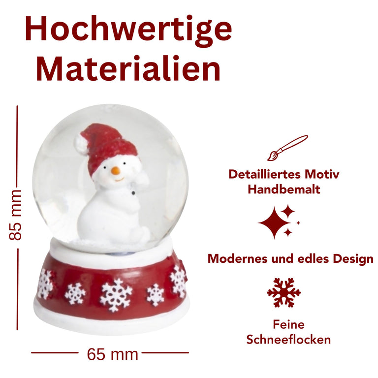Adventspaket groß - Schneemann rot weiß mit 8 Schneekugeln in zwei Größen