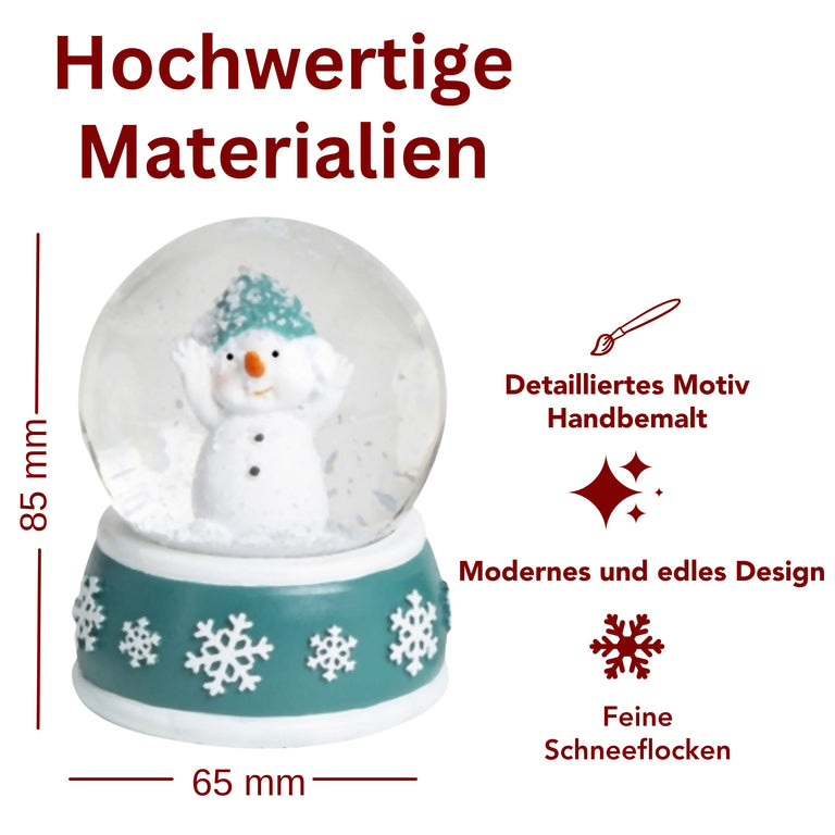 Adventspaket groß - Schneemann türkis weiß mit 8 Schneekugeln in zwei Größen