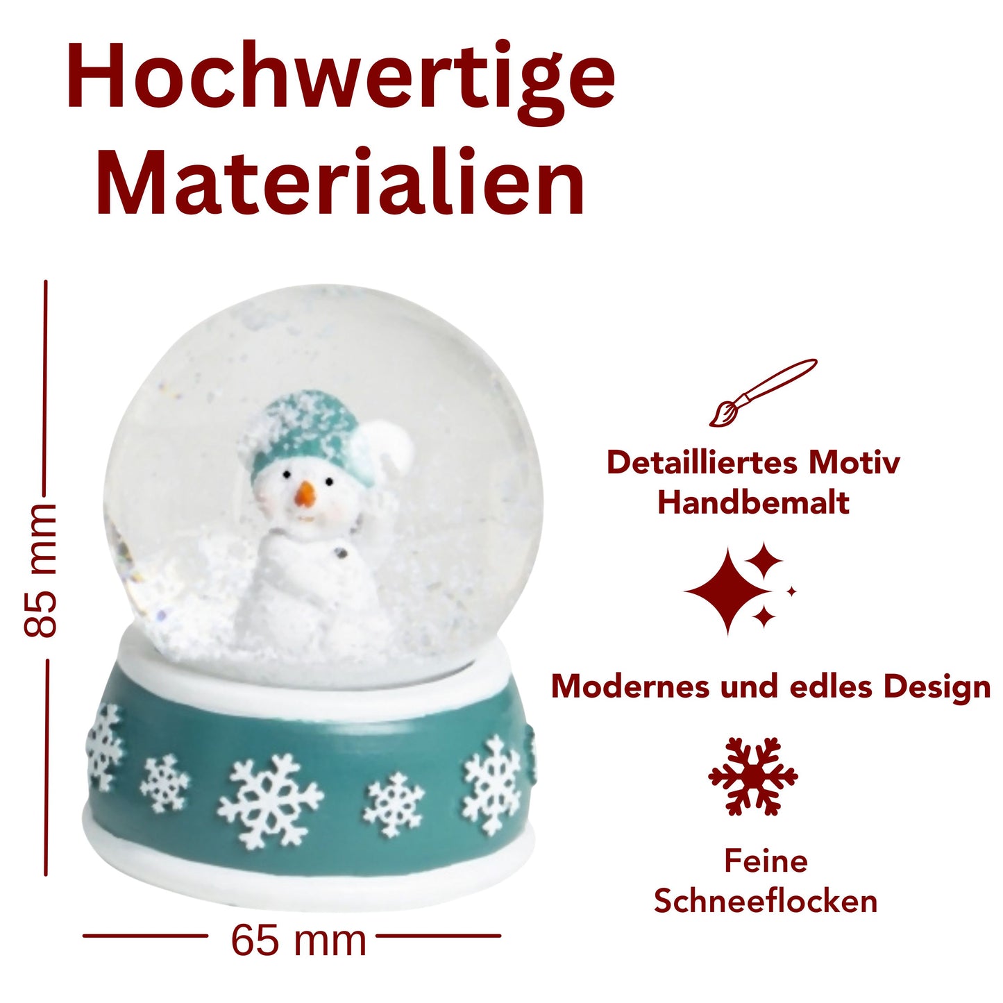 Adventspaket groß - Schneemann türkis weiß mit 8 Schneekugeln in zwei Größen