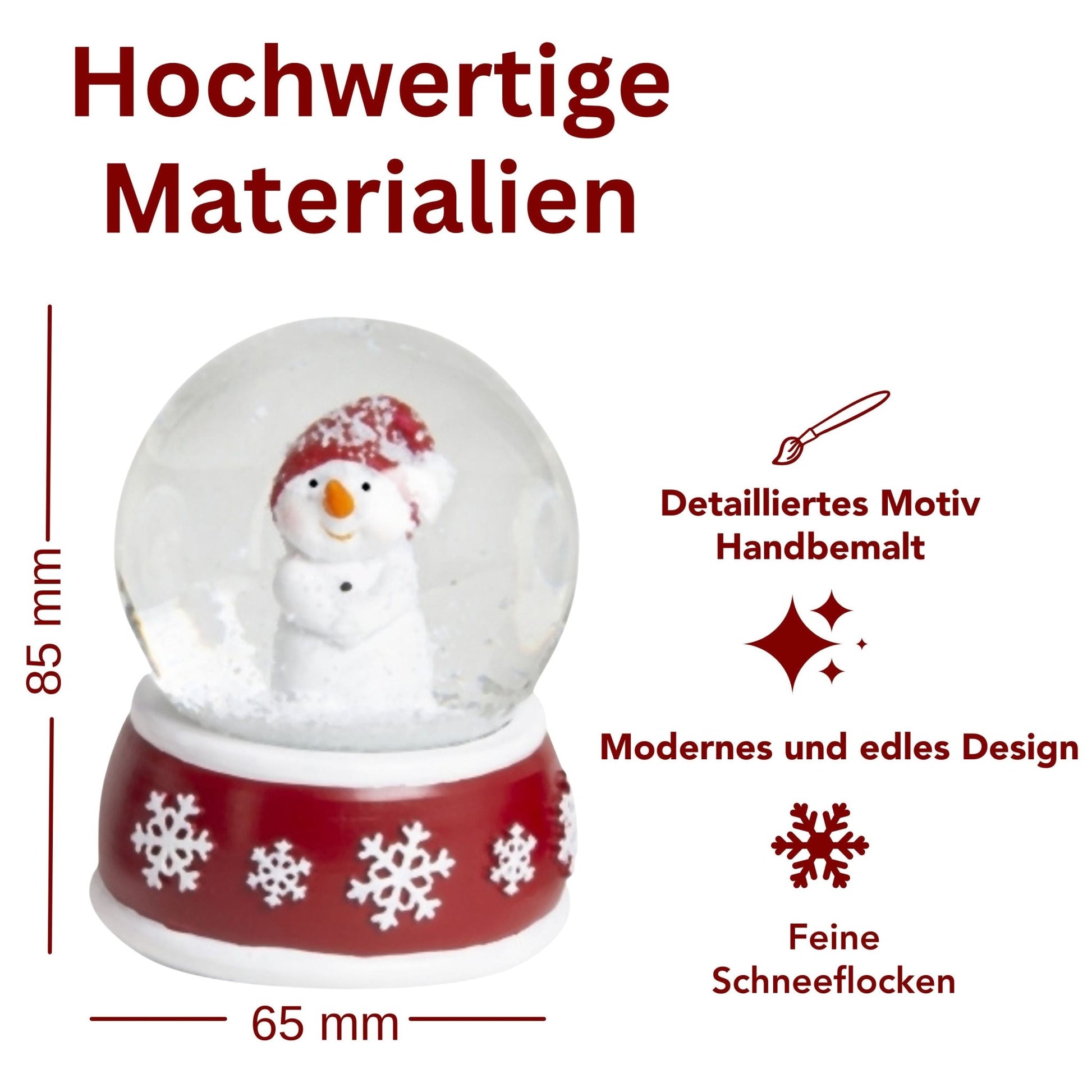 Adventspaket groß - Schneemann rot weiß mit 8 Schneekugeln in zwei Größen - Schneekugelhaus
