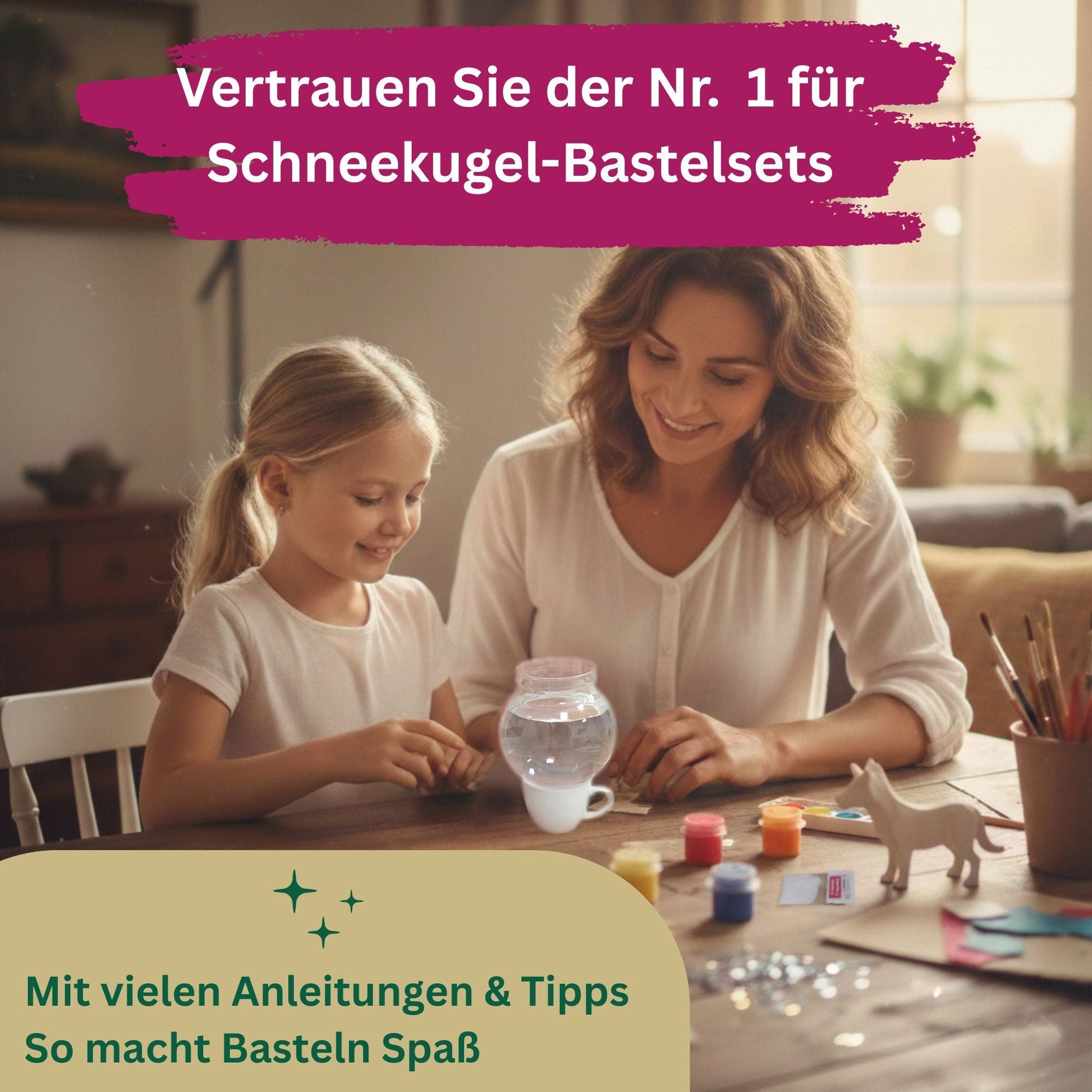 Bastelset 100mm - Do - it - Yourself Schneekugel mit Sockel Porzellan silber Landschaft eloxiert mit 1 x Schnee - Schneekugelhaus
