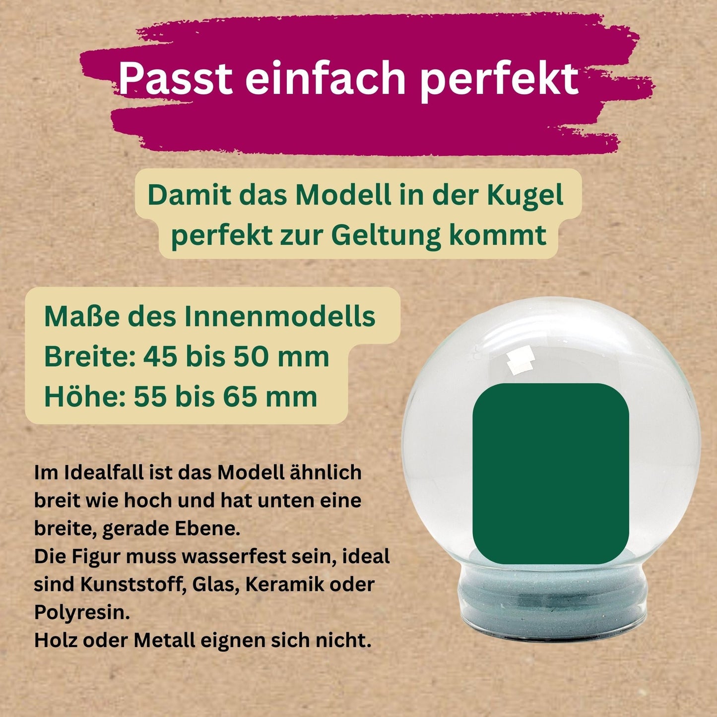 Bastelset 100mm - Do - it - Yourself Schneekugel mit Sockel Porzellan silber Landschaft eloxiert mit 1 x Schnee - Schneekugelhaus