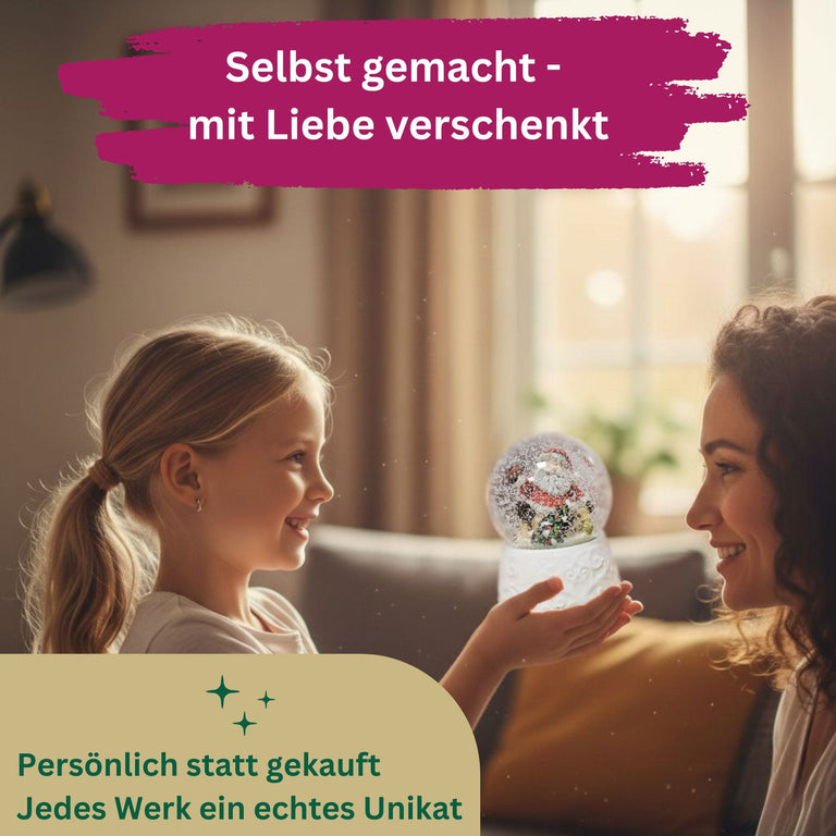 Bastelset 100mm - Do - it - Yourself Schneekugel mit Sockel Porzellan silber Landschaft eloxiert mit 1 x Schnee - Schneekugelhaus