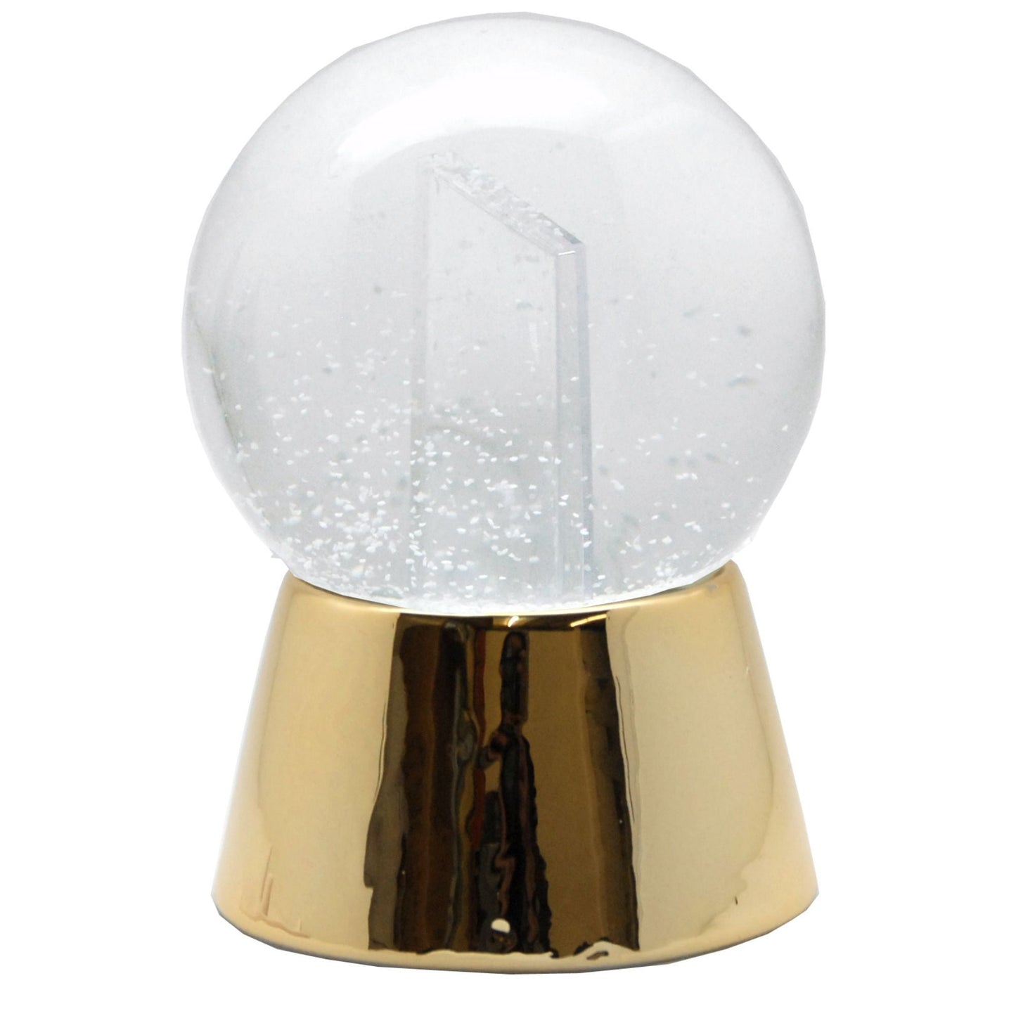Bastelset mit 100mm Glas für DIY - Schneekugel mit Fotoeinsatz mit Porzellan - Sockel golden glänzend - Schneekugelhaus