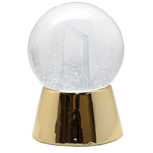 Bastelset mit 100mm Glas für DIY - Schneekugel mit Fotoeinsatz mit Porzellan - Sockel golden glänzend - Schneekugelhaus