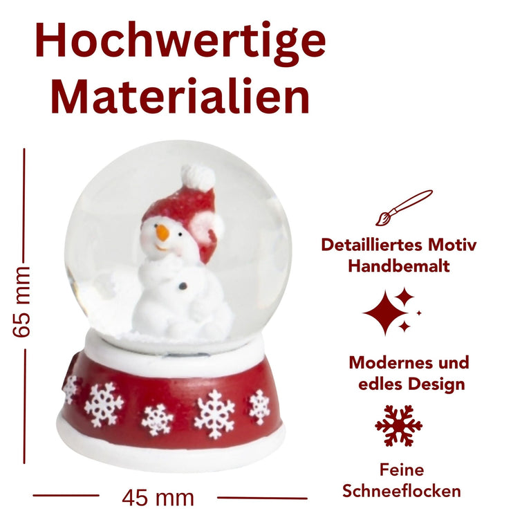 Dekopaket - Schneemann rot weiß mit 3 Schneekugeln in mehreren Größen - Schneekugelhaus