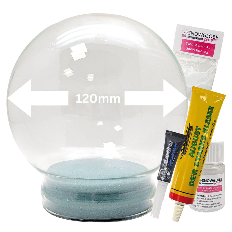 DIY-Reparatur-Komplettset für Glas-Schneekugel 120 x 130 mm mit Schnee, Kleber, Sekundenkleber und Fertigmischung Glitzer (Kopie) (Kopie) (Kopie) - Schneekugelhaus