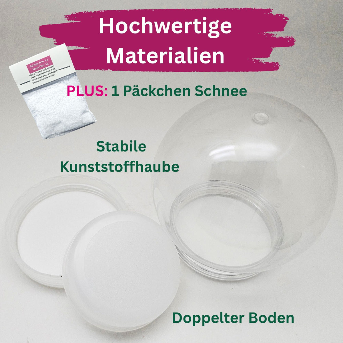 DIY Schneekugel-Set „Party-Pack“ (5er Vorteilspack) 60 rund mit Schraubverschluss - Schneekugelhaus