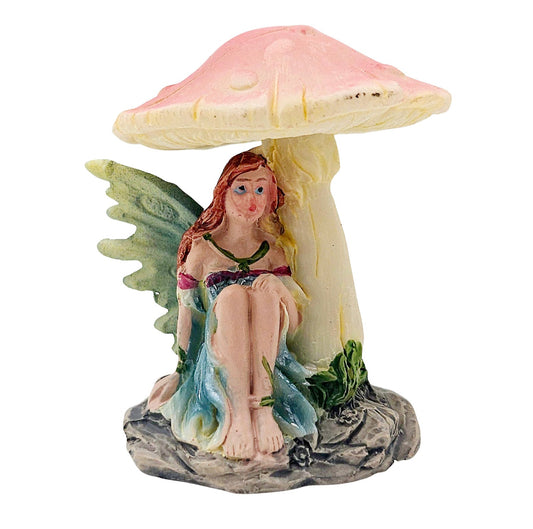Innenmodell „Blumenfee unter Pilz“ Flügel blau - grün - 46mm x 55mm - Schneekugelhaus